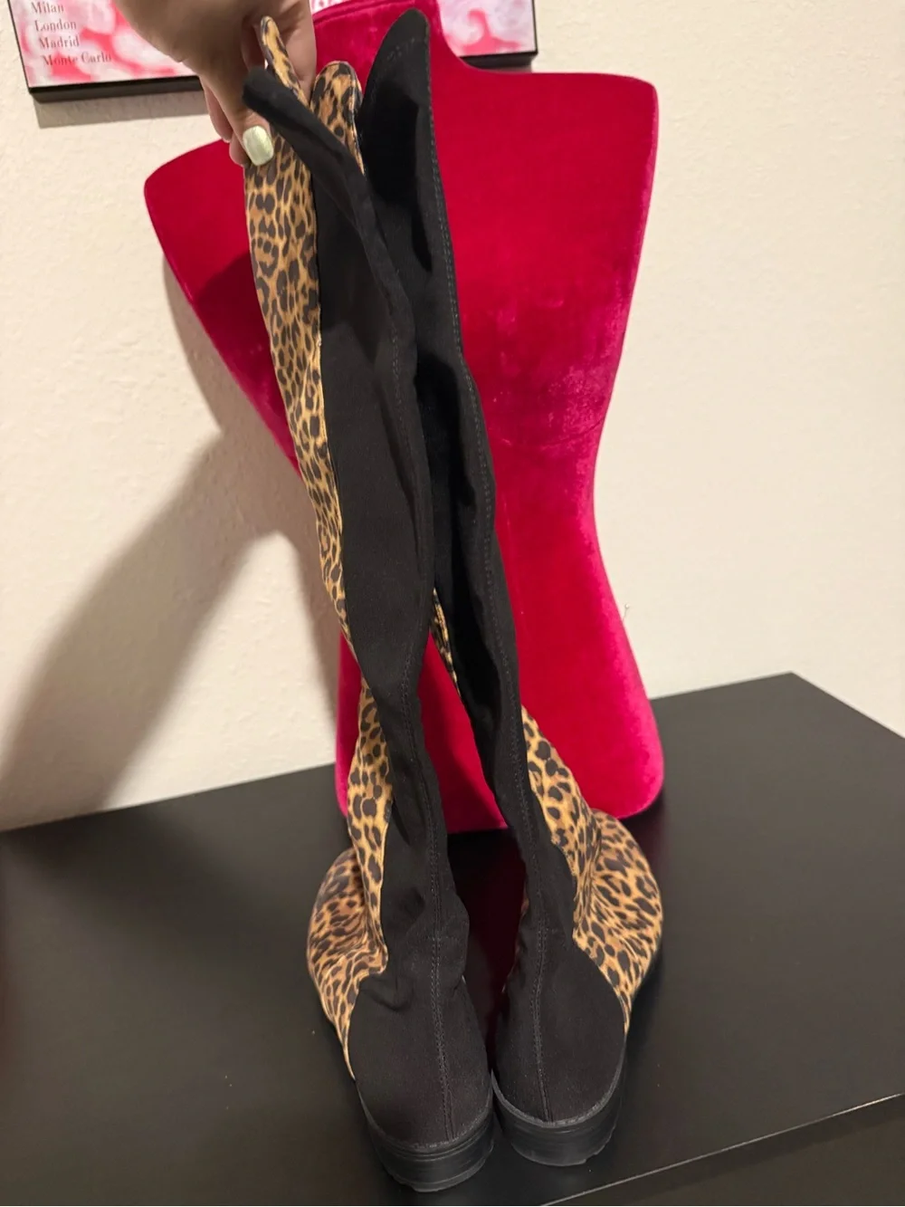 Unisa Leopard & Black Over-the-Knee Boots